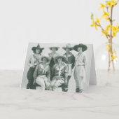 帽子およびサッシュの6人の女性のカーボーイ カード (黄色い花)