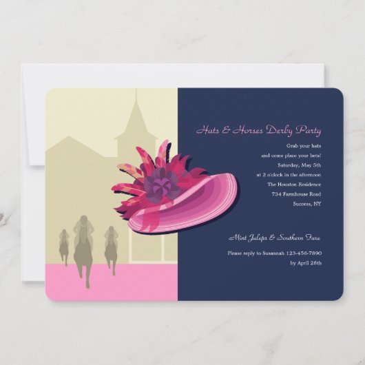 帽子および馬ダービーの2匹の招待状 招待状 (正面)