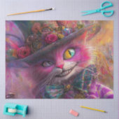 帽子お洒落に鮮やか色付き猫をデコップ 薄葉紙 (クラフト)