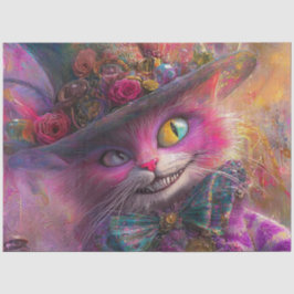 帽子お洒落に鮮やか色付き猫をデコップ 薄葉紙