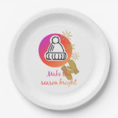 帽子かわいらしとミッテンスの冬のシーズン明るい ペーパープレート (正面)