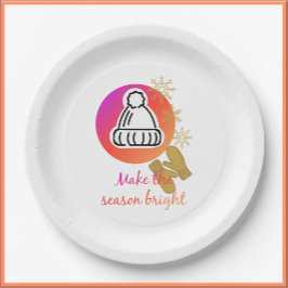 帽子かわいらしとミッテンスの冬のシーズン明るい ペーパープレート