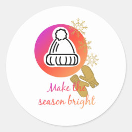 帽子かわいらしとミッテンスの冬のシーズン明るい ラウンドシール