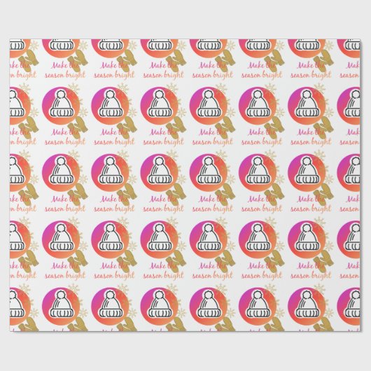 帽子かわいらしとミッテンスの冬のシーズン明るい ラッピングペーパー (フラット)