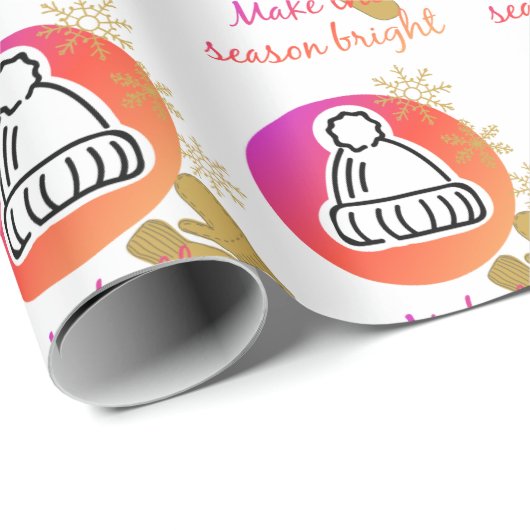 帽子かわいらしとミッテンスの冬のシーズン明るい ラッピングペーパー (ロールコーナー)