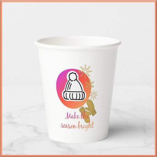 帽子かわいらしとミッテンスの冬のシーズン明るい 紙コップ