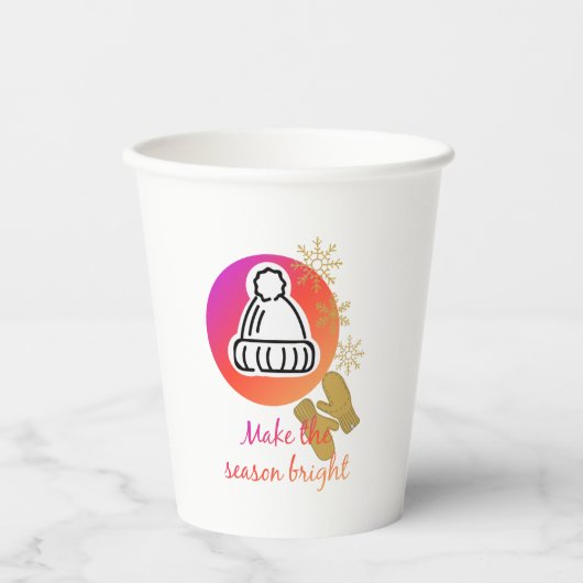 帽子かわいらしとミッテンスの冬のシーズン明るい 紙コップ (正面)