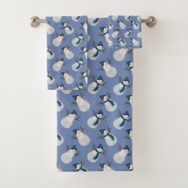 帽子が付いているかわいい雪だるま-編集可能BGは着色します バスタオルセット