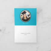 帽子が付いているシマウマ及び水玉模様のプリント: 青い サンキューカード (内部)