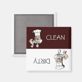 帽子で汚れたシェフをクリーン食洗機 マグネット (正面/裏面)