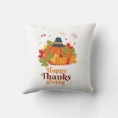 帽子とで感謝祭のパンプキ葉ン クッション (裏面)