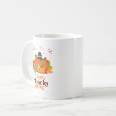 帽子とで感謝祭のパンプキ葉ン コーヒーマグカップ (正面左)