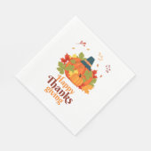 帽子とで感謝祭のパンプキ葉ン スタンダードランチョンナプキン (角)