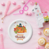 帽子とで感謝祭のパンプキ葉ン ペーパープレート (パーティー)