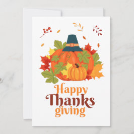 帽子とで感謝祭のパンプキ葉ン 招待状