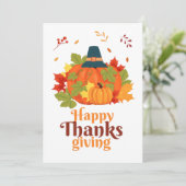 帽子とで感謝祭のパンプキ葉ン 招待状 (スタンド正面)