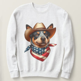 帽子とアメリカ国旗のバンダナを着ている犬 スウェットシャツ