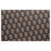 帽子とアメリカ国旗のバンダナを着ている犬 ファブリック (ファットクウォーター)