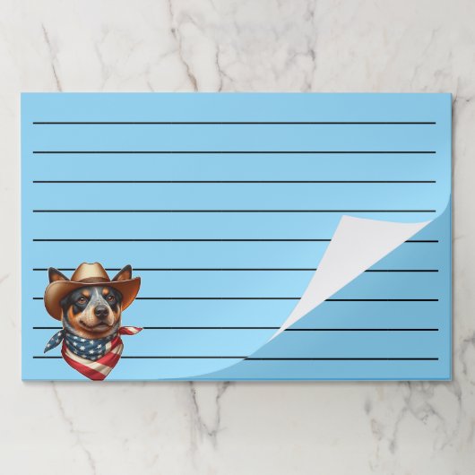 帽子とアメリカ国旗のバンダナを着ている犬 ペーパーパッド (折り畳み)