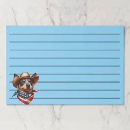 帽子とアメリカ国旗のバンダナを着ている犬 ペーパーパッド