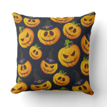 帽子とオレンジ色のハロウィンカボチャの黒