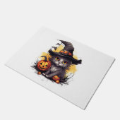 帽子とカボチャのハロウィーンのかわいい猫 ドアマット (アングル)