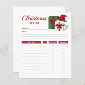 帽子とギフトボックス – クリスマスギフトリストのプラン (正面/裏面)