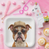 帽子とサングラスを被ったブルドッグ ペーパープレート (パーティー)