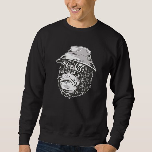 帽子とサングラス付きゴリラ スウェットシャツ (正面)