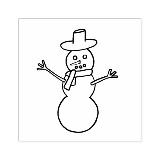 帽子とスカーフのゴムのスタンプのオープンアーム雪だるま ラバースタンプ (インプリント)