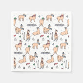 帽子とスカーフのラマのスキーパターン スタンダードカクテルナプキン (正面)