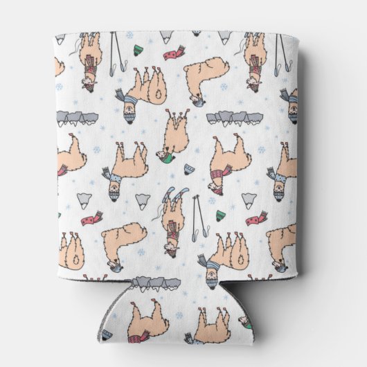 帽子とスカーフのラマのスキーパターン 缶クーラー (裏面)