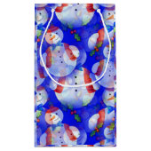 帽子とスカーフを備えた雪だるま スモールペーパーバッグ (裏面)