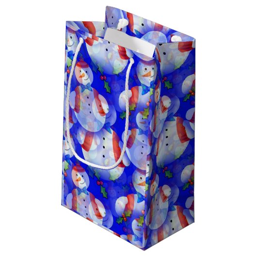 帽子とスカーフを備えた雪だるま スモールペーパーバッグ (裏面アングル)