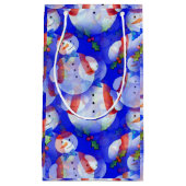 帽子とスカーフを備えた雪だるま スモールペーパーバッグ (正面)