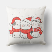 帽子とスカーフを巻いた3匹のクリスマス猫 クッション (裏面)