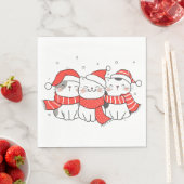 帽子とスカーフを巻いた3匹のクリスマス猫 スタンダードランチョンナプキン (インサイチュ)
