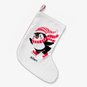 帽子とスカーフを身に着けたクリスマスペンギン スモールクリスマスストッキング (正面 (吊り時))