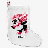 帽子とスカーフを身に着けたクリスマスペンギン スモールクリスマスストッキング (正面)