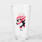 帽子とスカーフを身に着けたクリスマスペンギン タンブラーグラス (裏面)