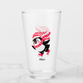 帽子とスカーフを身に着けたクリスマスペンギン タンブラーグラス (正面)