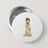 帽子とスカーフ付きメルカート 缶バッジ (正面&裏面)