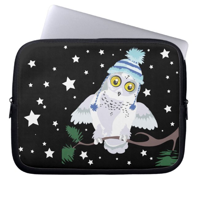 帽子とスノーフクロウ～ラップトップケース ラップトップスリーブ (正面)