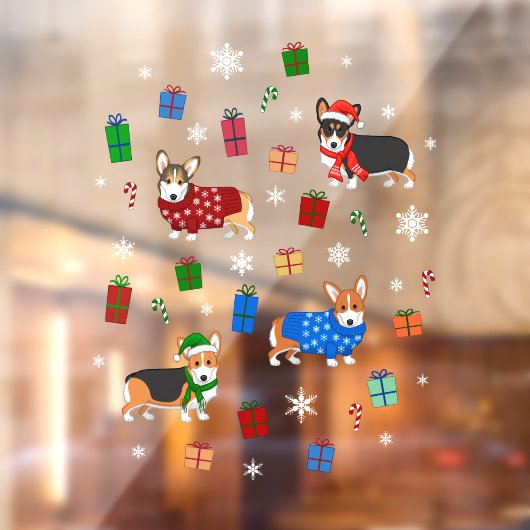 帽子とセーターが可愛いクリスマスコーギー ウィンドウサイン (シート2)