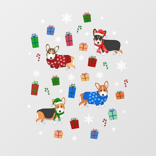 帽子とセーターが可愛いクリスマスコーギー ウィンドウサイン (シート)