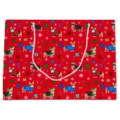 帽子とセーターが可愛いクリスマスコーギー ラージペーパーバッグ (正面)