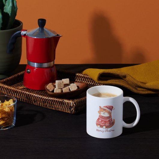 帽子とセーターを着た可愛い猫とクリスマス コーヒーマグカップ