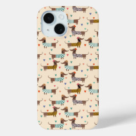 帽子とセーター姿のダックスフントが可愛い iPhone 15ケース