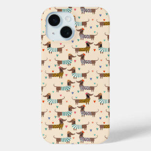 帽子とセーター姿のダックスフントが可愛い iPhone 15ケース