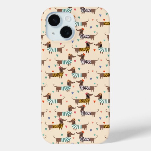 帽子とセーター姿のダックスフントが可愛い Case-Mate iPhoneケース (裏面)